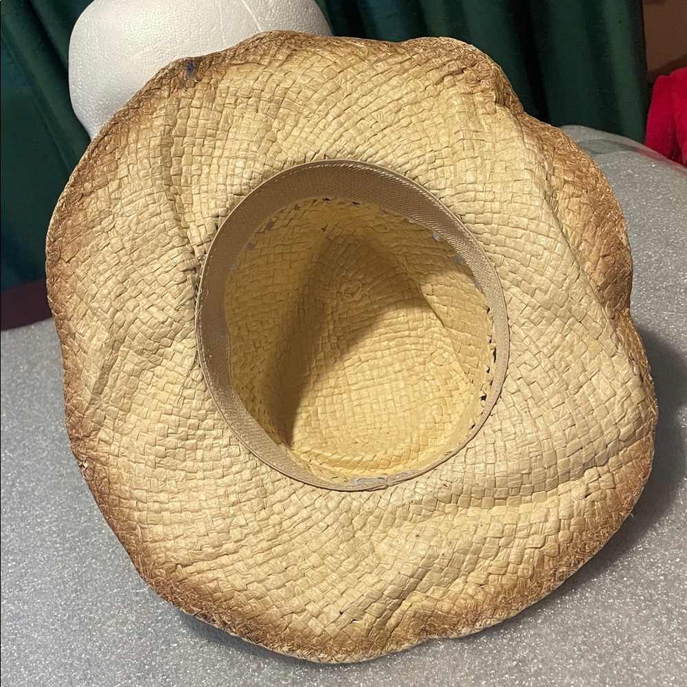 O'rageous Western Flexible Straw Hat Distressed Boho Festival Cowgirl Rodeo O/S - Picture 7 of 10